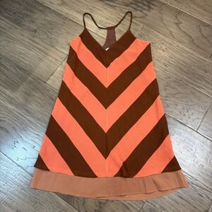 Judith March Dress Womens S Brown Orange‎ Chevron Sleeveless Mini Casual